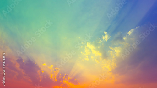 dramatic fantasy sunset sky with many color light