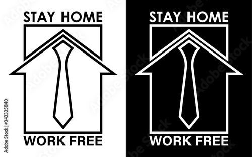 original logo, icon. Remote work from home during quarantine, stay home. Free work, home business. Isolated vector on white background