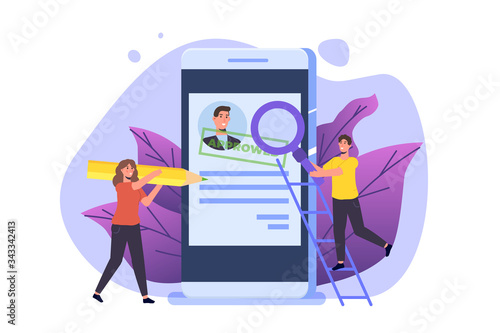 Job application Approved document paper. Vector isometric illustration