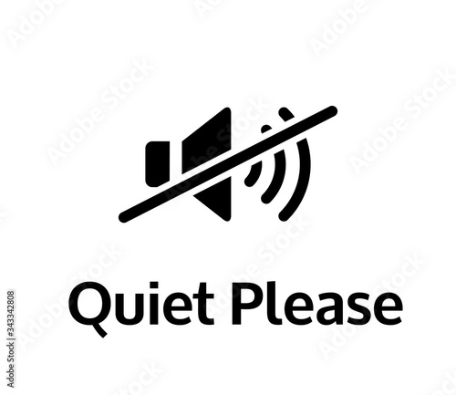 Quiet please vector sign board. Keep silence
