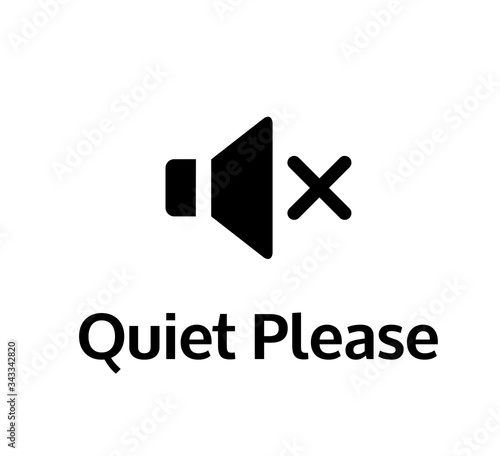 Quiet please vector sign board. Keep silence
