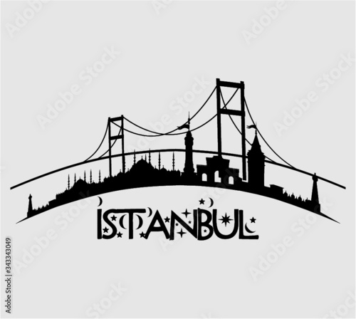 istanbul city skyline print and embroidery graphic design vector art