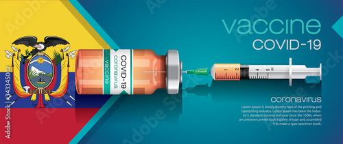 Vector illustration with 3D corona vaccine, country flag concept.
