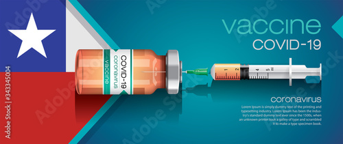 Vector illustration with 3D corona vaccine, country flag concept.
