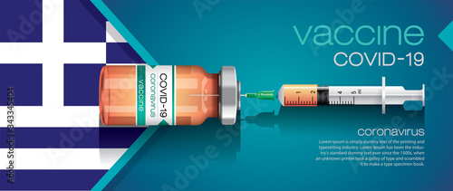 Vector illustration with 3D corona vaccine, country flag concept.