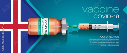 Vector illustration with 3D corona vaccine, country flag concept.