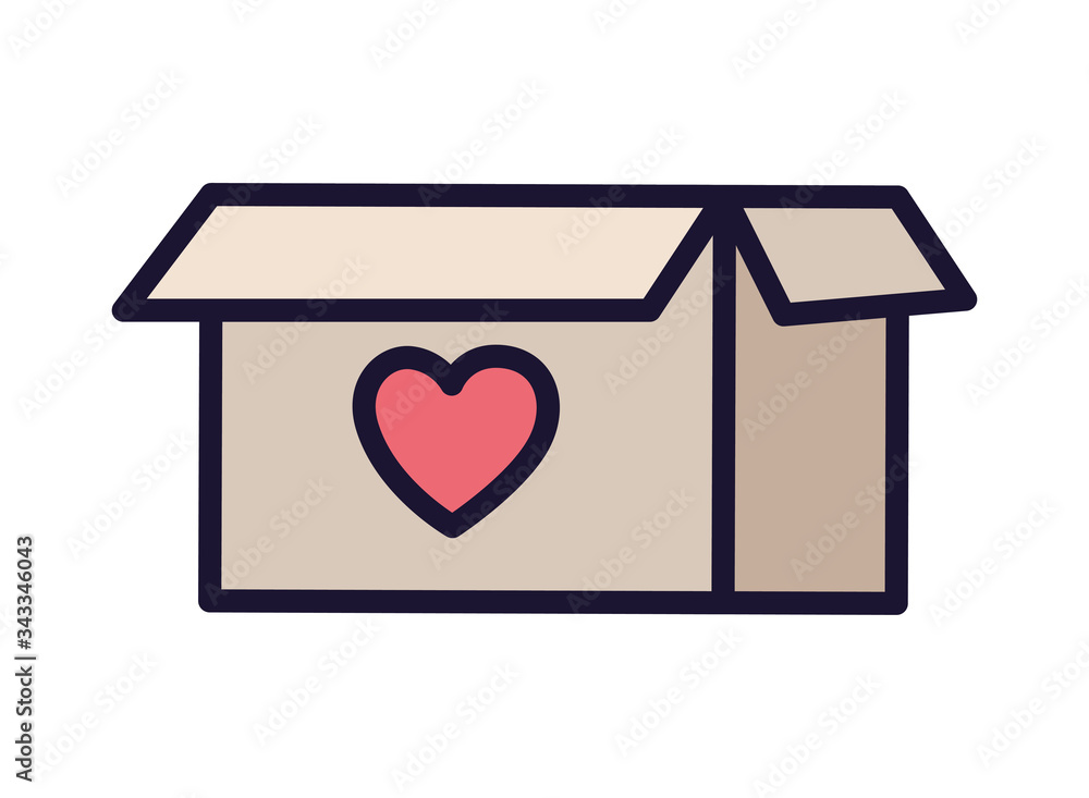 cardboard box with heart, symbol of donation and charity cardboard box with heart, symbol of donation and charity