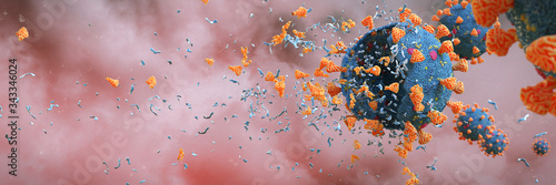 Bild auf Leinwand Coronavirus epidemic, Covid-19 viruses destroyed by soap
