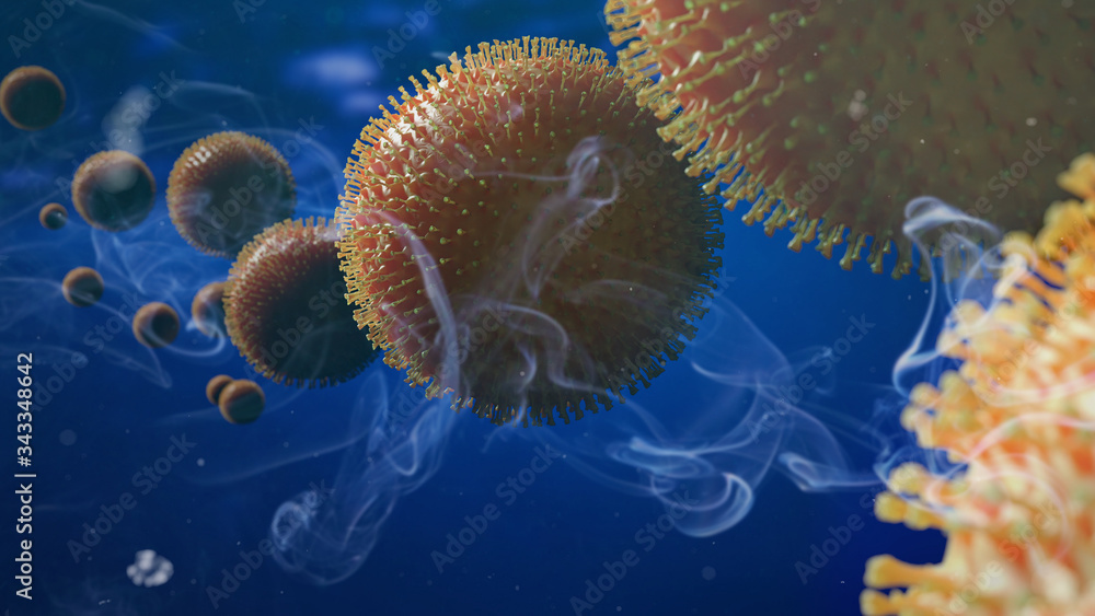 Naklejka premium Covid-19 pandemic, Coronavirus virus that causes respiratory infections