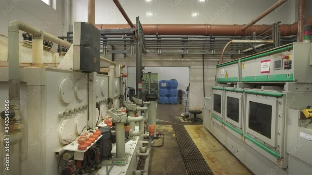Factory floor. Equipment in all its glory, panorama Factory floor. Equipment in all its glory, panorama