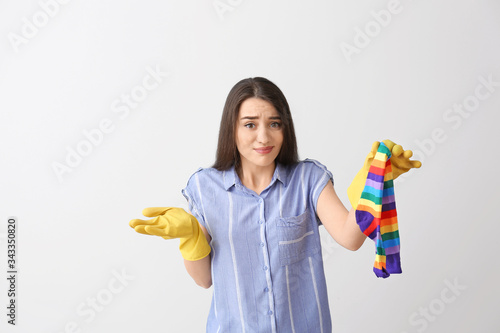 Displeased young woman with...