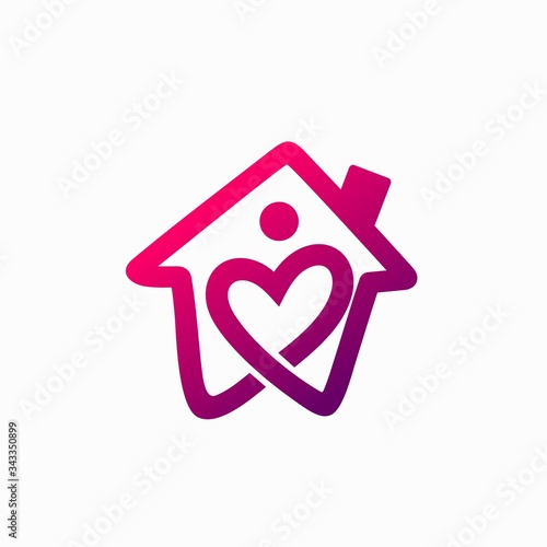 stay at home logo, love vector logo
