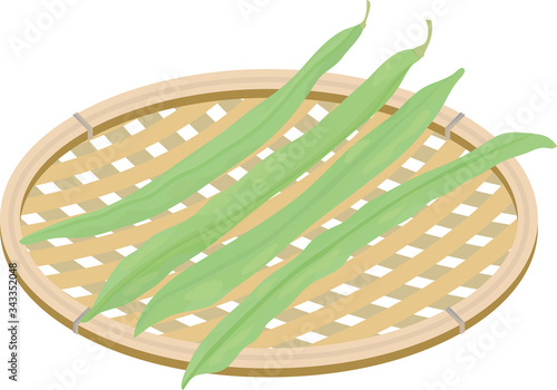 Green beans on the basket.