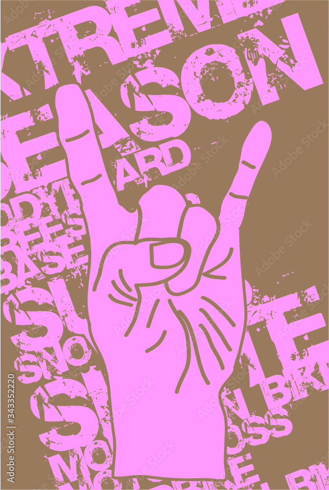 music hand sign rockn roll pattern graphic design vector art