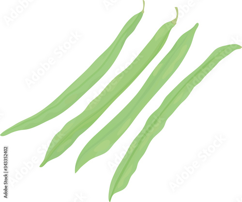 Green beans on white background.