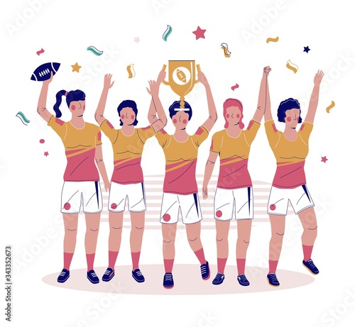 Women rugby championship, vector flat style design illustration