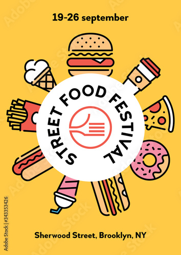 Street Fast Food Icon Poster