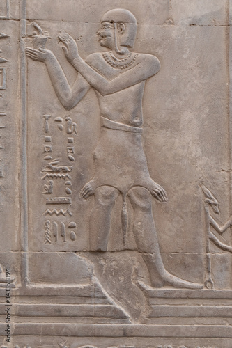 Relief sculpture in Kom Ombo temple, Egypt photo