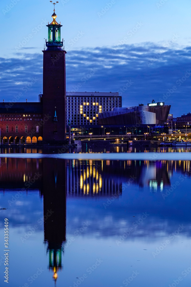 Stockholm, Sweden The City Hall and a heart on the Stockholm Waterfront building during the Corona crisis. Stockholm, Sweden The City Hall and a heart on the Stockholm Waterfront building during the Corona crisis.