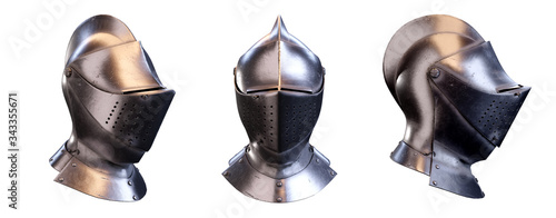 Fotografia Set of Classic Medieval Knight Armet Helmet with visor