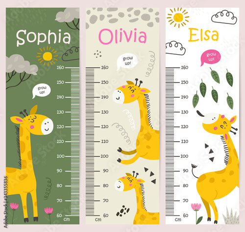 Kids height chart with Giraffes
