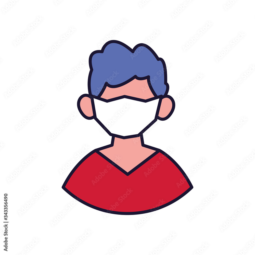 portrait of man with medical mask on white background portrait of man with medical mask on white background