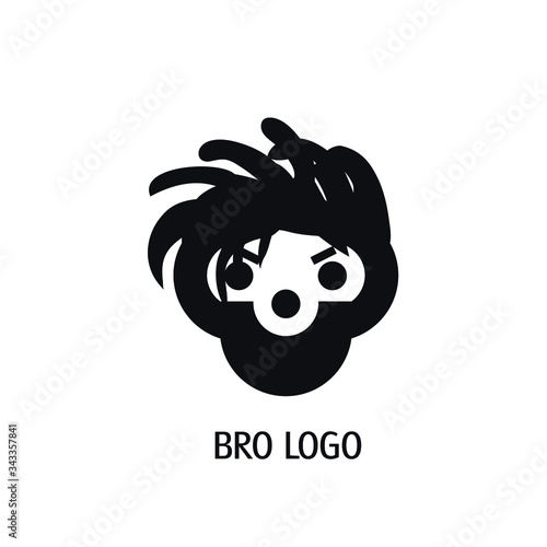 Man head rastaman logo icon face brother friend hipster rastafarian driver with a beard dreadlocks Reggae cartoon style bro Fashion print for clothes cards picture poster banner for websites Vector