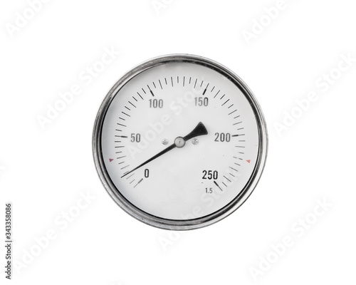 Round axial thermometer isolated on white