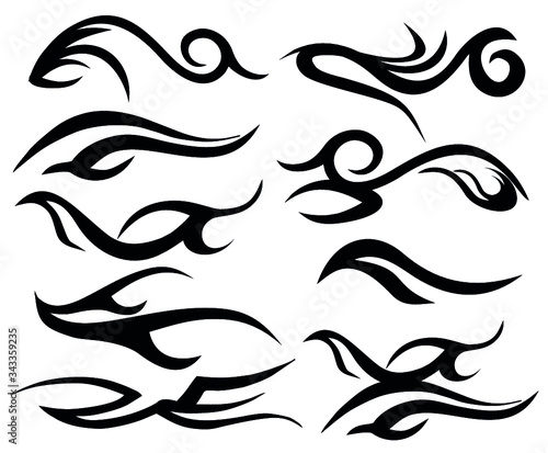 Tattoo tribal fire element print embroidery graphic design vector art