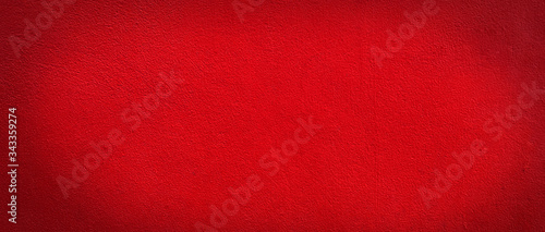 Wide panorama red wall texture for background with copy space for design