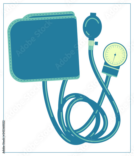 Vector flat illustration with a medical Tonometer for measuring blood pressure. Isolated stock illustration on white