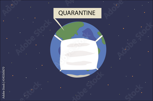 planet earth in a protective medical mask in space