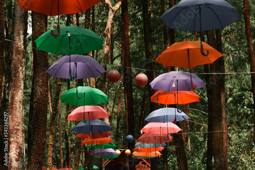 red and yellow umbrella
