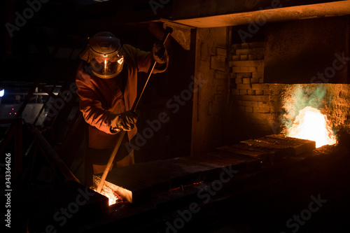 Quadro su tela Copper smelting at a metallurgical plant