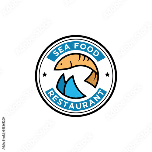 Fresh Fish Seafood restaurant logo design, food and beverages vector illustration