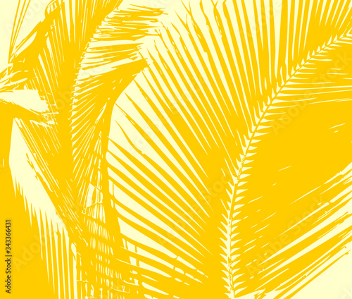 Palm leaves embroidery graphic design vector art