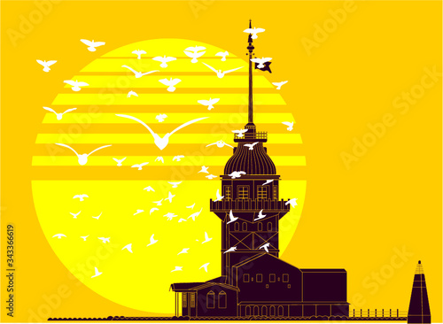 istanbul maiden tower print and embroidery graphic design vector art