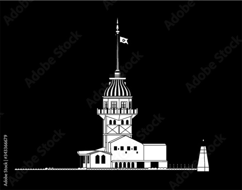 istanbul maiden tower print and embroidery graphic design vector art