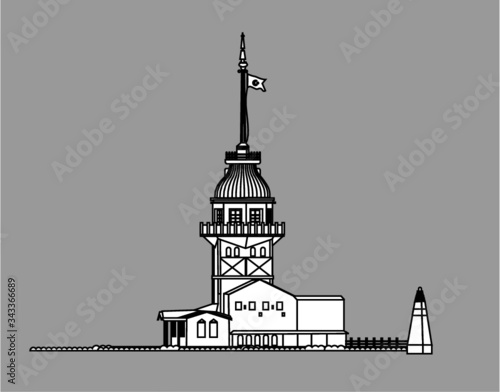 istanbul maiden tower print and embroidery graphic design vector art