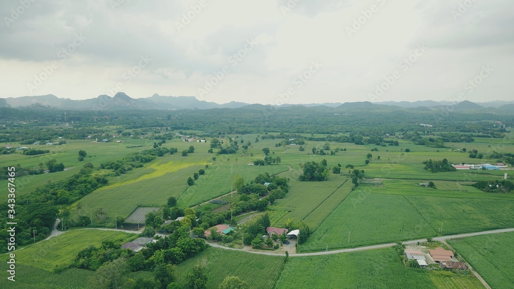 High Angle View Of Agricultural Field Against Sky