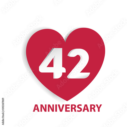 42 Years Anniversary Logo Celebration With Love