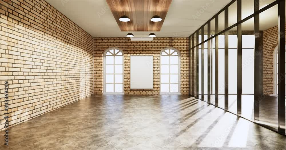 Empty room white on wooden floor interior design.3D rendering Empty room white on wooden floor interior design.3D rendering