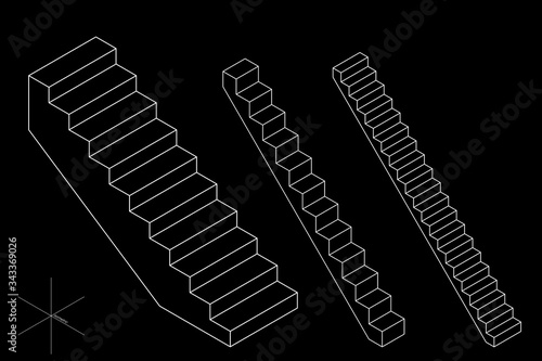 Stairway set. 3d Vector out...