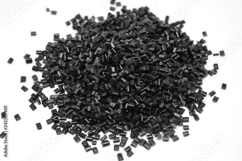 Obraz na płótnie Black Plastic polymer granules isolated on white 