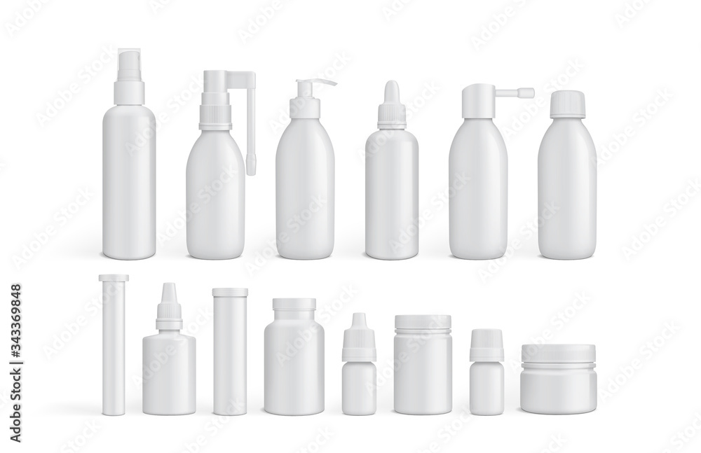 white empty packaging medicine bottles isolated on white background mock up white empty packaging medicine bottles isolated on white background mock up