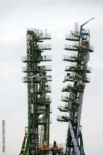Baikonur, Russia - 10.23.12: Launch pad for rockets, Kazakhstan