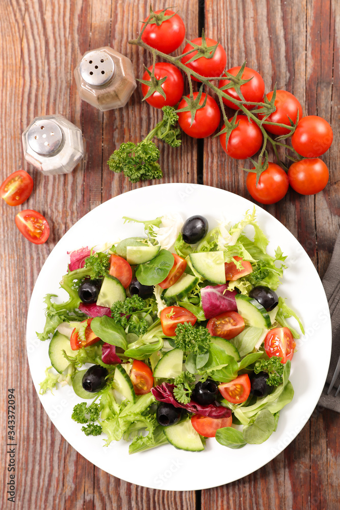 vegetable salad with cucumber, tomato and olive vegetable salad with cucumber, tomato and olive