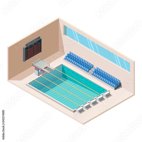 Isometric swimming pool with tribune