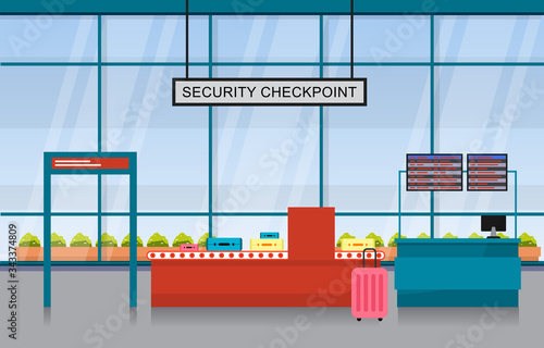 Airport Airplane Terminal Gate Arrival Departure Hall Interior Flat Illustration