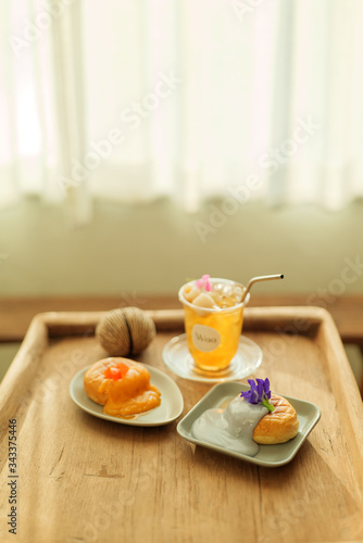 Wallpaper Mural sweet bakery cake and drink in the cafe Torontodigital.ca